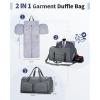 imageECOHUB 2in1 Garment Bag Carry On Travel Duffel Bags WaterResistant Luggage Bag with Wet Pocket Shoe Pouch and Toiletry Bag Lightweight and Durable Hanging Suit Bag for Business and Weekend BlackGrey