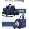 imageECOHUB 2in1 Garment Bag Carry On Travel Duffel Bags WaterResistant Luggage Bag with Wet Pocket Shoe Pouch and Toiletry Bag Lightweight and Durable Hanging Suit Bag for Business and Weekend BlackNavy Blue