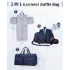 imageECOHUB 2in1 Garment Bag Carry On Travel Duffel Bags WaterResistant Luggage Bag with Wet Pocket Shoe Pouch and Toiletry Bag Lightweight and Durable Hanging Suit Bag for Business and Weekend BlackNavy Blue