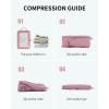 imageECOHUB 5 Set Compression Packing Cubes for Suitcases Organiser Bags Set Travel Essentials with Shoe Bags for Travel Tearresistant Travel Accessories with ID Tag Expandable Packing BagsNavy BluePinkCompress
