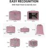 imageECOHUB 5 Set Compression Packing Cubes for Suitcases Organiser Bags Set Travel Essentials with Shoe Bags for Travel Tearresistant Travel Accessories with ID Tag Expandable Packing BagsNavy BluePinkNo Compress