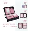imageECOHUB 5 Set Compression Packing Cubes for Suitcases Organiser Bags Set Travel Essentials with Shoe Bags for Travel Tearresistant Travel Accessories with ID Tag Expandable Packing BagsNavy BluePinkCompress