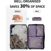 imageECOHUB 5 Set Compression Packing Cubes for Suitcases Organiser Bags Set Travel Essentials with Shoe Bags for Travel Tearresistant Travel Accessories with ID Tag Expandable Packing BagsNavy BluePurpleNo Compress