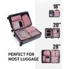 imageECOHUB 5 Set Compression Packing Cubes for Suitcases Organiser Bags Set Travel Essentials with Shoe Bags for Travel Tearresistant Travel Accessories with ID Tag Expandable Packing BagsNavy BluePinkNo Compress