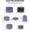 imageECOHUB 5 Set Compression Packing Cubes for Suitcases Organiser Bags Set Travel Essentials with Shoe Bags for Travel Tearresistant Travel Accessories with ID Tag Expandable Packing BagsNavy BluePurpleNo Compress