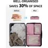 imageECOHUB 5 Set Compression Packing Cubes for Suitcases Organiser Bags Set Travel Essentials with Shoe Bags for Travel Tearresistant Travel Accessories with ID Tag Expandable Packing BagsNavy BluePinkNo Compress