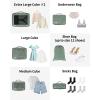imageECOHUB 5 Set Compression Packing Cubes for Suitcases Organiser Bags Set Travel Essentials with Shoe Bags for Travel Tearresistant Travel Accessories with ID Tag Expandable Packing BagsNavy BlueSage GreenNo Compress