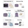 imageECOHUB 5 Set Compression Packing Cubes for Suitcases Organiser Bags Set Travel Essentials with Shoe Bags for Travel Tearresistant Travel Accessories with ID Tag Expandable Packing BagsNavy BluePurpleNo Compress