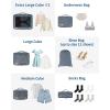 imageECOHUB 5 Set Compression Packing Cubes for Suitcases Organiser Bags Set Travel Essentials with Shoe Bags for Travel Tearresistant Travel Accessories with ID Tag Expandable Packing BagsNavy BlueGreyNo Compress
