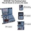 imageECOHUB 5 Set Compression Packing Cubes for Suitcases Organiser Bags Set Travel Essentials with Shoe Bags for Travel Tearresistant Travel Accessories with ID Tag Expandable Packing BagsNavy BlueBlue