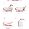 imageECOHUB 6 Set Compression Packing Cubes Lightweight Vacation Travel Essentials Durable Travel Accessories for Suitcase Carry On Luggage Organizer Bags Set with YKK Zippers Shoe Bag GreenPink