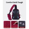 imageECOHUB Crossbody Bags for Women Men AntiTheft RFID Blocking Roomy Sling Backpack with Sturdy SBS Zippers Water Resistant Chest Shoulder Bag Daypack with 9 Pockets Travel Work Hiking BlackRed