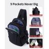 imageECOHUB Crossbody Bags for Women Men AntiTheft RFID Blocking Roomy Sling Backpack with Sturdy SBS Zippers Water Resistant Chest Shoulder Bag Daypack with 9 Pockets Travel Work Hiking BlackBlack