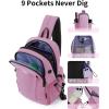 imageECOHUB Crossbody Bags for Women Men AntiTheft RFID Blocking Roomy Sling Backpack with Sturdy SBS Zippers Water Resistant Chest Shoulder Bag Daypack with 9 Pockets Travel Work Hiking BlackPink