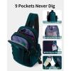 imageECOHUB Crossbody Bags for Women Men AntiTheft RFID Blocking Roomy Sling Backpack with Sturdy SBS Zippers Water Resistant Chest Shoulder Bag Daypack with 9 Pockets Travel Work Hiking BlackTurquoise
