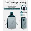 imageECOHUB Crossbody Bags for Women Men AntiTheft RFID Blocking Roomy Sling Backpack with Sturdy SBS Zippers Water Resistant Chest Shoulder Bag Daypack with 9 Pockets Travel Work Hiking BlackTurquoise