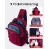 imageECOHUB Crossbody Bags for Women Men AntiTheft RFID Blocking Roomy Sling Backpack with Sturdy SBS Zippers Water Resistant Chest Shoulder Bag Daypack with 9 Pockets Travel Work Hiking BlackRed