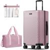 imageECOHUB Hardside Expandable Carry On Luggage 20quot Rolling Luggage 22x14x9 Airline Approved with Spinner Wheels ampamp TSA Lock Lightweight Small Hardshell Travel Suitcase Valises 20inch Carryon BlackPink