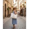 imageECOHUB Lace Bows Canvas Tote Bag for Women Suitable for Birthday Beach Wedding HoneymoonBeige  Canvas  24l