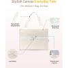 imageECOHUB Lace Bows Canvas Tote Bag for Women Suitable for Birthday Beach Wedding HoneymoonBeige  Polyester  20l