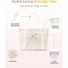 imageECOHUB Lace Bows Canvas Tote Bag for Women Suitable for Birthday Beach Wedding HoneymoonBeige  Polyester  24l