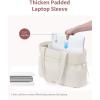 imageECOHUB Large Corduroy Tote Bag for Women with Cup Holder ampamp Luggage Sleeve ampamp Laptop Compartment for Work Travel College CasualBeige