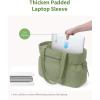 imageECOHUB Large Corduroy Tote Bag for Women with Cup Holder ampamp Luggage Sleeve ampamp Laptop Compartment for Work Travel College CasualGreen