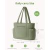 imageECOHUB Large Corduroy Tote Bag for Women with Cup Holder ampamp Luggage Sleeve ampamp Laptop Compartment for Work Travel College CasualGreen