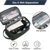 imageECOHUB Toiletry Bag for Men Travel Dopp Kit Water Resistant Small Shaving Kit Wash Bag Toiletry Organizer for Traveling Separate Dry Wet ampamp Toothbrush Pocket Wide Open Black2Grey Green