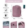 imageECOHUB Travel Backpack 18x14x8 Spirit Airlines Personal Item Bag Carry On Backpack 13 Pockets Large Work Casual Daypack for men Airline Approved Waterproof Gym Backpack with Charging Port Light GreyPink