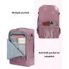 imageECOHUB Travel Backpack 18x14x8 Spirit Airlines Personal Item Bag Carry On Backpack 13 Pockets Large Work Casual Daypack for men Airline Approved Waterproof Gym Backpack with Charging Port Light GreyPink