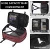 imageECOHUB Travel Backpack 18x14x8 Spirit Airlines Personal Item Bag Carry On Backpack 13 Pockets Large Work Casual Daypack for men Airline Approved Waterproof Gym Backpack with Charging Port Light GreyRed