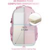 imageECOHUB Travel Backpack for Women 173 inch Suspended Laptop Backpack Fashion WaterResistant College Computer Bookbag 28L Personal Item Bag with 12 Pockets for Causal Work GreenPink