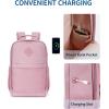 imageECOHUB Travel Backpack for Women Men 173quot Laptop Backpack with Hat Clip WaterResistant Carry On Casual Daypack Lightweight Personal Item Bag with USB Charging Port for Travel Work Hiking GreenPink02