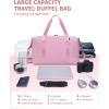 imageECOHUB Travel Duffel Bag Water Resistant Weekender Bag Carry On Bags for Women Sport Gym Bags for Men Hospital Bag for Labor and Delivery Overnight Bag Luggage Bag with Trolley Sleeve 30L Grayish BluePink
