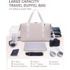 imageECOHUB Travel Duffel Bag Water Resistant Weekender Bag Carry On Bags for Women Sport Gym Bags for Men Hospital Bag for Labor and Delivery Overnight Bag Luggage Bag with Trolley Sleeve 30L Grayish BlueBeige