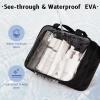 imageECOHUB Travel Toiletry Bag Easy Clean Makeup Organizer See through Hanging Cosmetic Bag Travel Accessories Fit Full Sized Toiletries Shampoo Toothbrush Bags for Women MenBlack