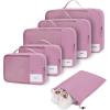 imageECOHUB 4 Set 6 Set Packing Cubes for Travel Durable Suitcase Organizer Bags Set with Personalized Tag Various Sizes Travel Essentials Traveling Accessories for Luggage Machine WashableNo CompressPink