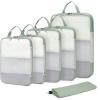 imageECOHUB 6 Set Compression Packing Cubes Lightweight Vacation Travel Essentials Durable Travel Accessories for Suitcase Carry On Luggage Organizer Bags Set with YKK Zippers Shoe Bag GreenGreen