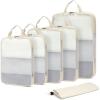 imageECOHUB 6 Set Compression Packing Cubes Lightweight Vacation Travel Essentials Durable Travel Accessories for Suitcase Carry On Luggage Organizer Bags Set with YKK Zippers Shoe Bag GreenBeige