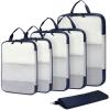 imageECOHUB 6 Set Compression Packing Cubes Lightweight Vacation Travel Essentials Durable Travel Accessories for Suitcase Carry On Luggage Organizer Bags Set with YKK Zippers Shoe Bag GreenDark Blue