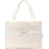 imageECOHUB Lace Bows Canvas Tote Bag for Women Suitable for Birthday Beach Wedding HoneymoonBeige  Polyester  20l