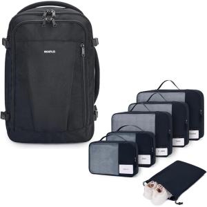 imageBundleECOHUB Travel Backpack 18x14x8 Spirit Airlines Personal Item Bag with 6 Set Packing Cubes for Traveling