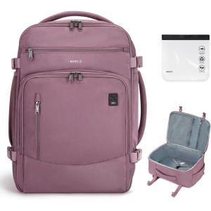 imageECOHUB 17quot Small Travel Backpack United Airlines Personal Item Bag 17x10x9 with 16 Pockets Water Resistant Rucksacks Fit 156quot Laptop AirTag Pocket Lightweight Casual Daypack 25L BlackPink2