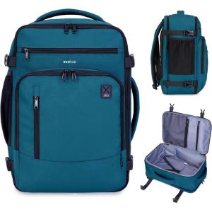 imageECOHUB 17quot Small Travel Backpack United Airlines Personal Item Bag 17x10x9 with 16 Pockets Water Resistant Rucksacks Fit 156quot Laptop AirTag Pocket Lightweight Casual Daypack 25L BlackBlue Green2