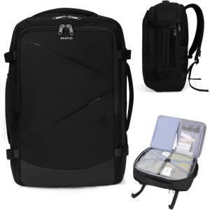 imageECOHUB 30L Carry on Travel Backpack for Men Women 18x14x8 17 inch Expandable Airlines Personal Item Bag Water Resistant Laptop Backpack Flight Approved with USB Slot ampamp Wet Pocket GreenBlack