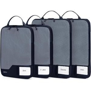imageECOHUB 4 Set 6 Set Packing Cubes for Travel Durable Suitcase Organizer Bags Set with Personalized Tag Various Sizes Travel Essentials Traveling Accessories for Luggage Machine WashableNavy BlueCompress