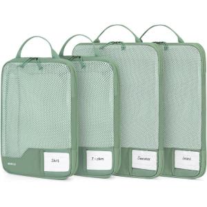 imageECOHUB 4 Set 6 Set Packing Cubes for Travel Durable Suitcase Organizer Bags Set with Personalized Tag Various Sizes Travel Essentials Traveling Accessories for Luggage Machine WashableGreenCompress