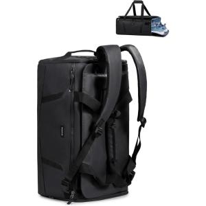 imageECOHUB 40L Gym Bag for Women Men Water Resistant Sports Duffle Bag with Shoe Compartment ampamp Wet Pocket Travel Weekender Camping BackpackBlack