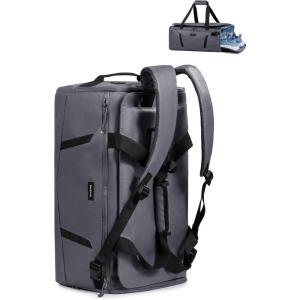 imageECOHUB 40L Gym Bag for Women Men Water Resistant Sports Duffle Bag with Shoe Compartment ampamp Wet Pocket Travel Weekender Camping BackpackGrey